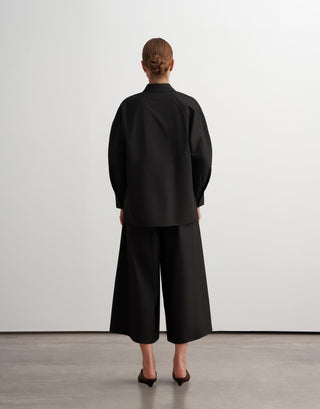 Balloon Sleeve Cotton Shirt – Black