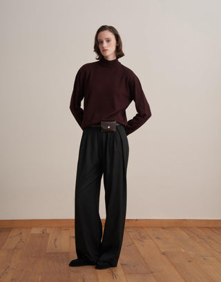 Turtleneck Knit Sweater – Burgundy