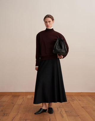 Turtleneck Knit Sweater – Burgundy