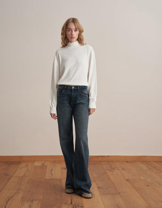 Turtleneck Knit Sweater – Ecru