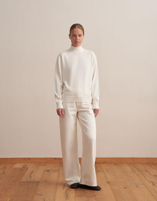 Turtleneck Knit Sweater – Ecru