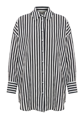 Stripe Oversize Shirt - Black & White Stripe