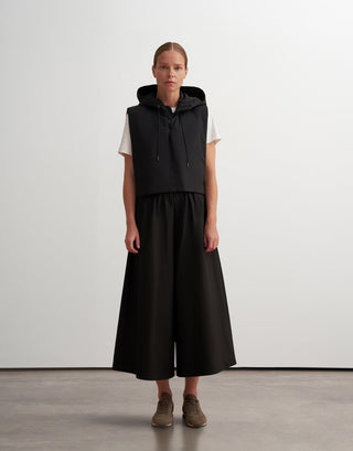 Relaxed Wide-Leg Cotton Trousers – Black