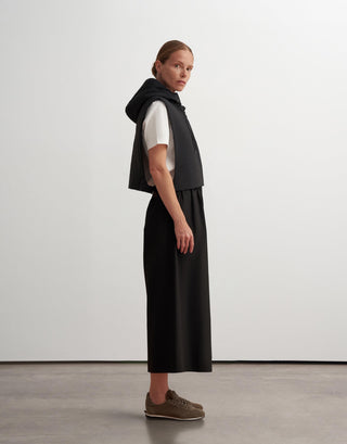 Relaxed Wide-Leg Cotton Trousers – Black