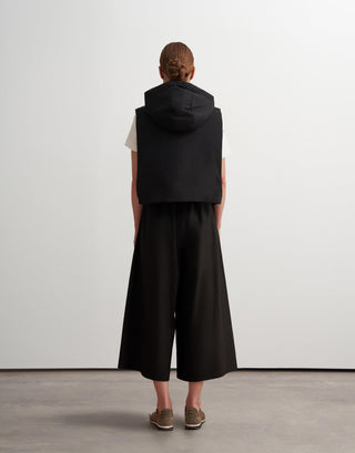 Relaxed Wide-Leg Cotton Trousers – Black