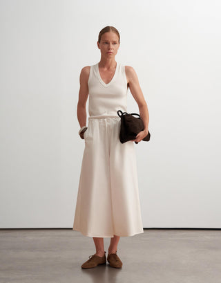 Relaxed Wide-Leg Cotton Trousers – Ecru