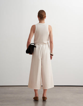 Relaxed Wide-Leg Cotton Trousers – Ecru