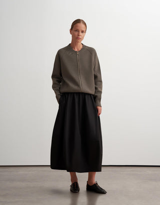 Structured Balloon Cotton Skirt – Black