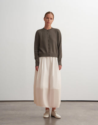 Structured Balloon Cotton Skirt – Ecru