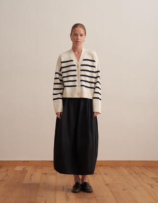 Striped Knit Cardigan – Ecru