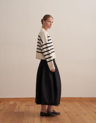 Striped Knit Cardigan – Ecru