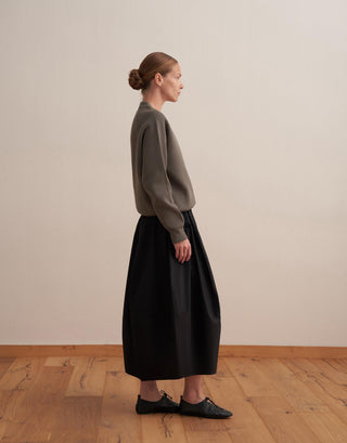Zipped Cotton Knit Cardigan – Charcoal