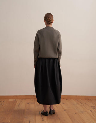 Zipped Cotton Knit Cardigan – Charcoal
