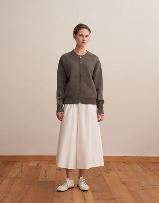 Zipped Cotton Knit Cardigan – Charcoal
