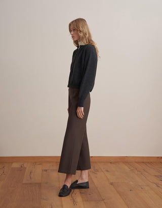 Wool-Blend Knit Cardigan – Anthracite
