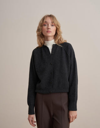 Wool-Blend Knit Cardigan – Anthracite