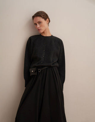 Wool-Blend Knit Cardigan – Anthracite