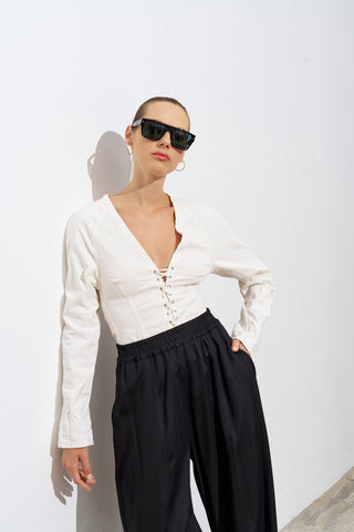 Linea Tencel Black Tapered Pants