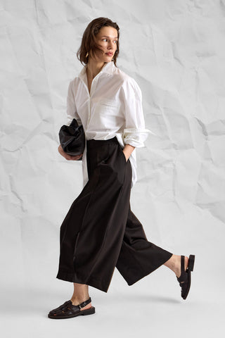 MOSS FLOW Brown Relaxed Trousers