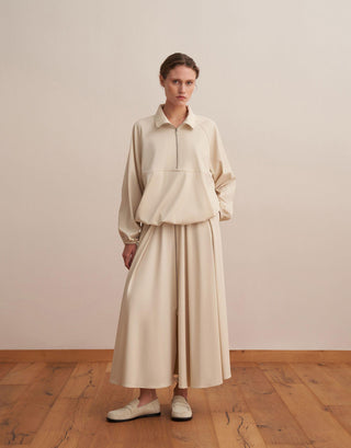Technical Zip-Up Sweatshirt – Beige
