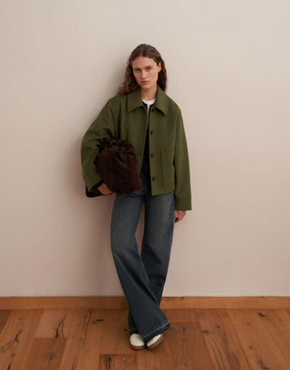 Wool-Blend Pocket Coat – Green