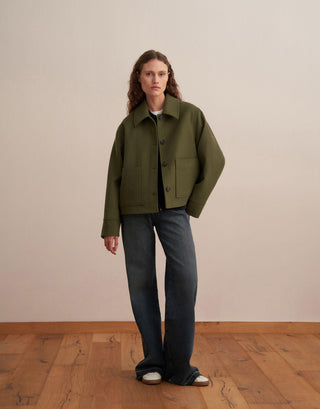 Wool-Blend Pocket Coat – Green