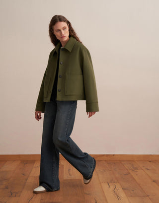 Wool-Blend Pocket Coat – Green