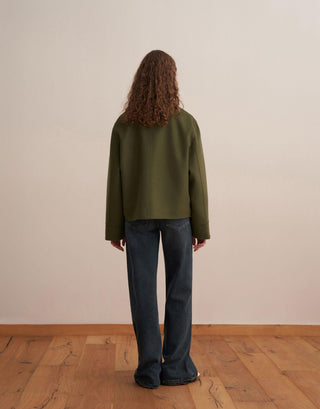 Wool-Blend Pocket Coat – Green