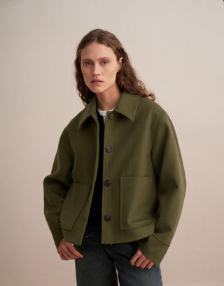 Wool-Blend Pocket Coat – Green