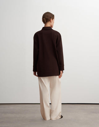 Half-Zip Polo Sweatshirt – Brown