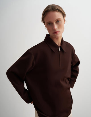Half-Zip Polo Sweatshirt – Brown