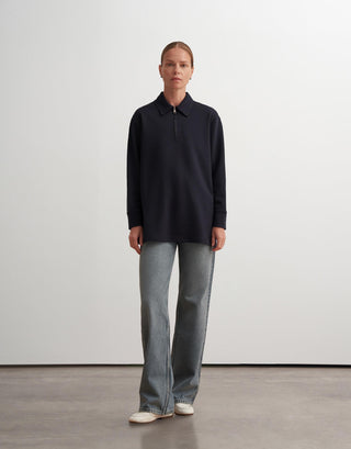 Half-Zip Polo Sweatshirt – Navy