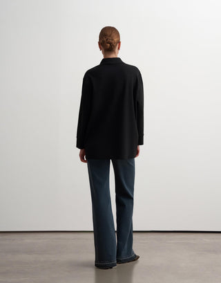 Half-Zip Polo Sweatshirt – Black
