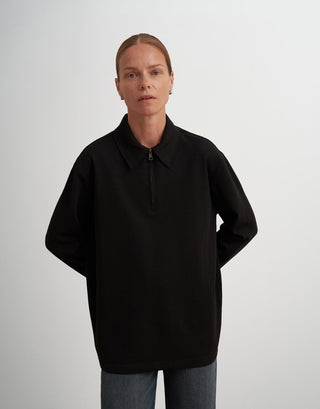 Half-Zip Polo Sweatshirt – Black