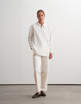 Half-Zip Polo Sweatshirt – Ecru