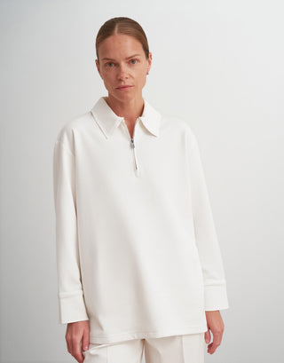 Half-Zip Polo Sweatshirt – Ecru