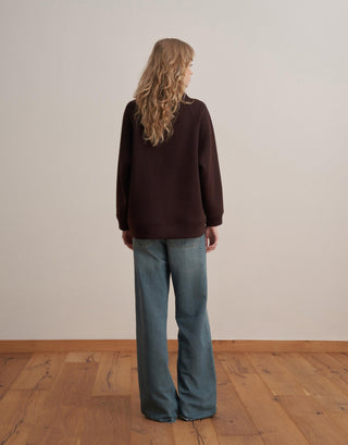 Embroidered Polo Sweatshirt – Brown