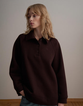 Embroidered Polo Sweatshirt – Brown