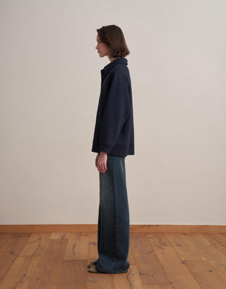 Embroidered Polo Sweatshirt – Navy