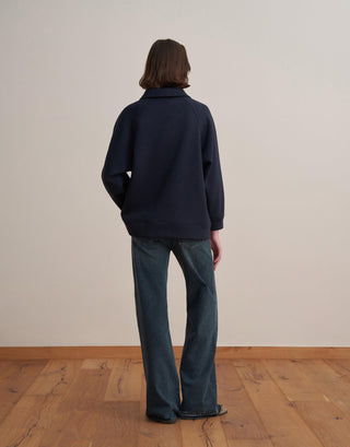 Embroidered Polo Sweatshirt – Navy