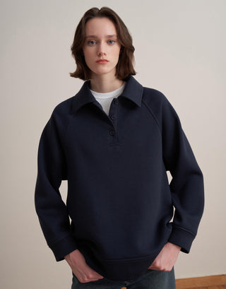 Embroidered Polo Sweatshirt – Navy