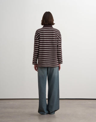 Striped Polo Sweatshirt – Brown