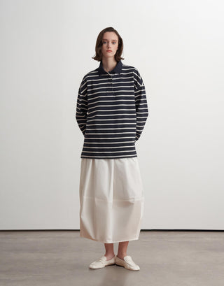 Striped Polo Sweatshirt – Navy