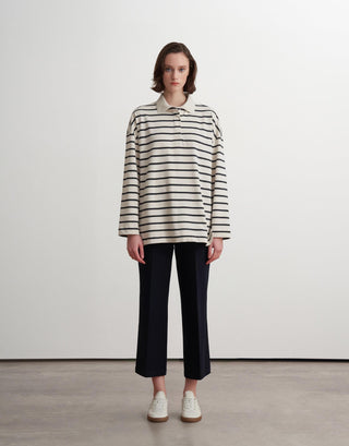 Striped Polo Sweatshirt – Ecru