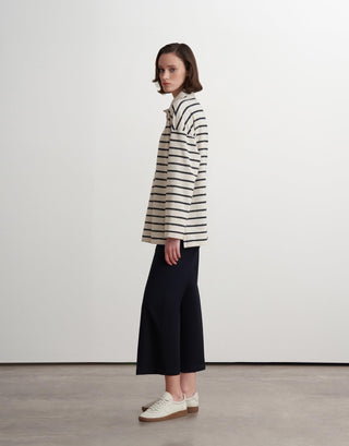 Striped Polo Sweatshirt – Ecru