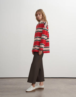 Striped Polo Sweatshirt – Red