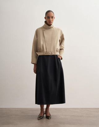 Balloon Silhouette Cotton Skirt – Black