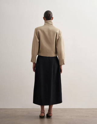 Balloon Silhouette Cotton Skirt – Black