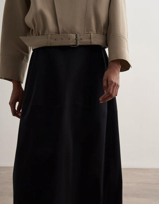 Balloon Silhouette Cotton Skirt – Black