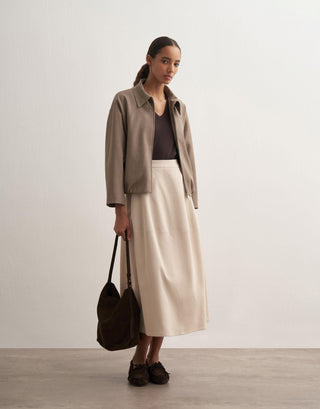 Balloon Silhouette Cotton Skirt – Stone